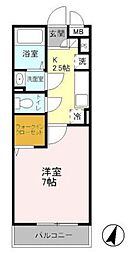 パピヨン八王子みなみ野 1Kの間取図画像
