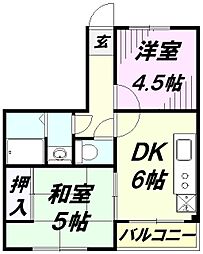 ハイツ昭栄 2DKの間取図画像