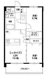 桜テラス 2LDKの間取図画像