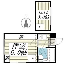 カーサグランデB 1Kの間取図画像