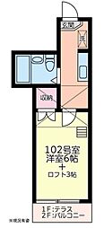 レオパレス三ッ沢上町第2 1Kの間取図画像