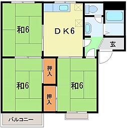 フレグランスおおかわB 3DKの間取図画像