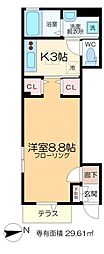 CraneHills 1Kの間取図画像