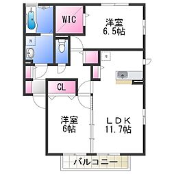 プランドールソフィアA棟 2LDKの間取図画像