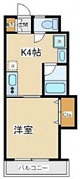 サン・パラッツオ伍番館 1Kの間取図画像