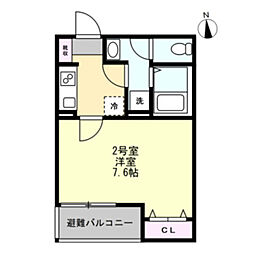 ベイルームリサータ相模原 1Kの間取図画像