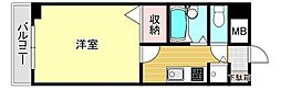 グランディ薬院1 1Kの間取図画像