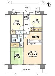 とちのき通り北弐番館 3LDKの間取図画像