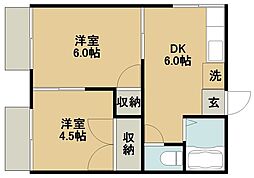 ヤチヨハイツ 2DKの間取図画像