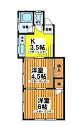 第一宮下荘 2Kの間取図画像