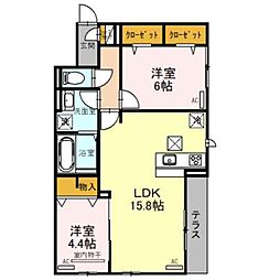 クラシスト堺東 2LDKの間取図画像