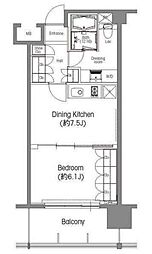 BPRレジデンス三田伊皿子坂 1DKの間取図画像