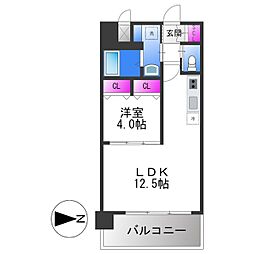 プレジオ八戸ノ里 1LDKの間取図画像