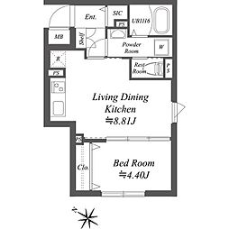 ソラシアレジデンス南大塚 1階1LDKの間取り