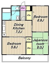 エントピアハウス 3DKの間取図画像