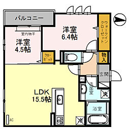 メゾンドール北野田 2LDKの間取図画像