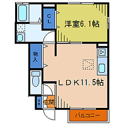 ハイツブエイ 1LDKの間取図画像
