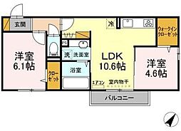クラレットβ 2LDKの間取図画像
