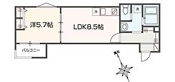 MELLAS武蔵境 1LDKの間取図画像