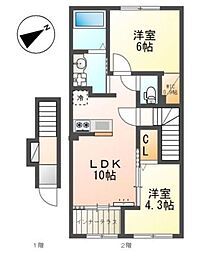 スカイセレーネ 2LDKの間取図画像