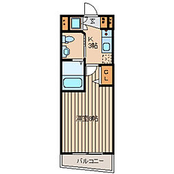 アテネOP博多 1Kの間取図画像