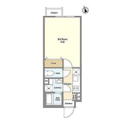 JR山手線 田端駅 徒歩3分の賃貸マンション 4階1Kの間取り