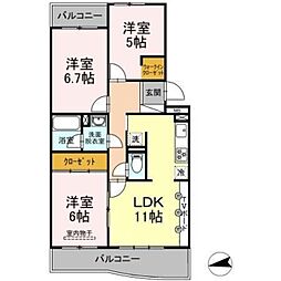 プレシール青葉台 3LDKの間取図画像