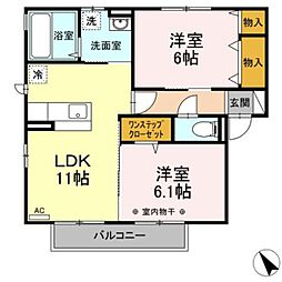 テラスヒルズサイド 2LDKの間取図画像