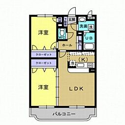 コンフォート姶良 2LDKの間取図画像