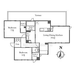 THE ARBUTUS HILLS KAKINOKIZAKA 2LDKの間取図画像