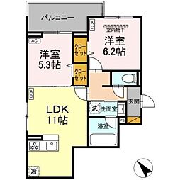 DーClair 2LDKの間取図画像