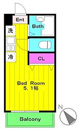 エザンス稲田堤 1Kの間取図画像