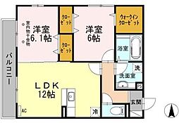 パークハウスK 2LDKの間取図画像