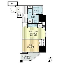 ライオンズ千代田岩本町ミレス 1DKの間取図画像
