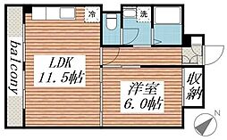 山口マンション 1LDKの間取図画像