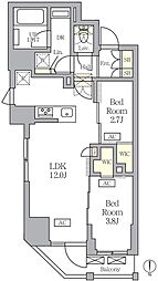 アジールコート王子 2LDKの間取図画像