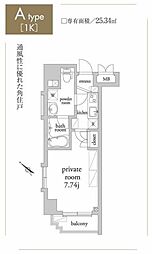 アーベイン常盤台 1Kの間取図画像