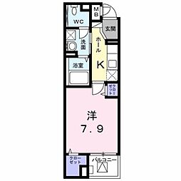 ゴールデンソレイル 1Kの間取図画像