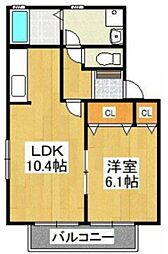 ベルヴェデーレ3番館 1LDKの間取図画像