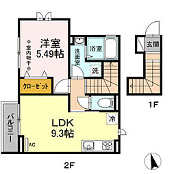 フルール 1LDKの間取図画像
