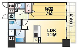 CITYSPIRE新神戸 8階1LDKの間取り