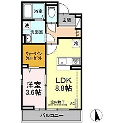 サリサ.c 1LDKの間取図画像