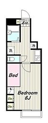 レオパレスメルベーユ2 1Kの間取図画像