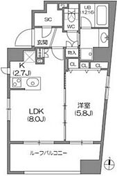 アジールコート中野坂上 1LDKの間取図画像