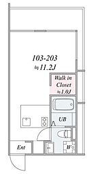 trias218 1DKの間取図画像