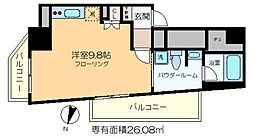 プレール・ドゥーク西新井 9階ワンルームの間取り