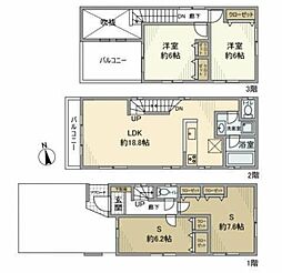 荒川戸建 2SLDKの間取り