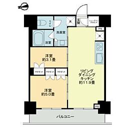横浜市鶴見区鶴見中央4丁目マンション 2LDKの間取図画像