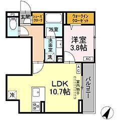アリアリュクス 1LDKの間取図画像