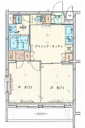 ルーブル東蒲田八番館 2DKの間取図画像